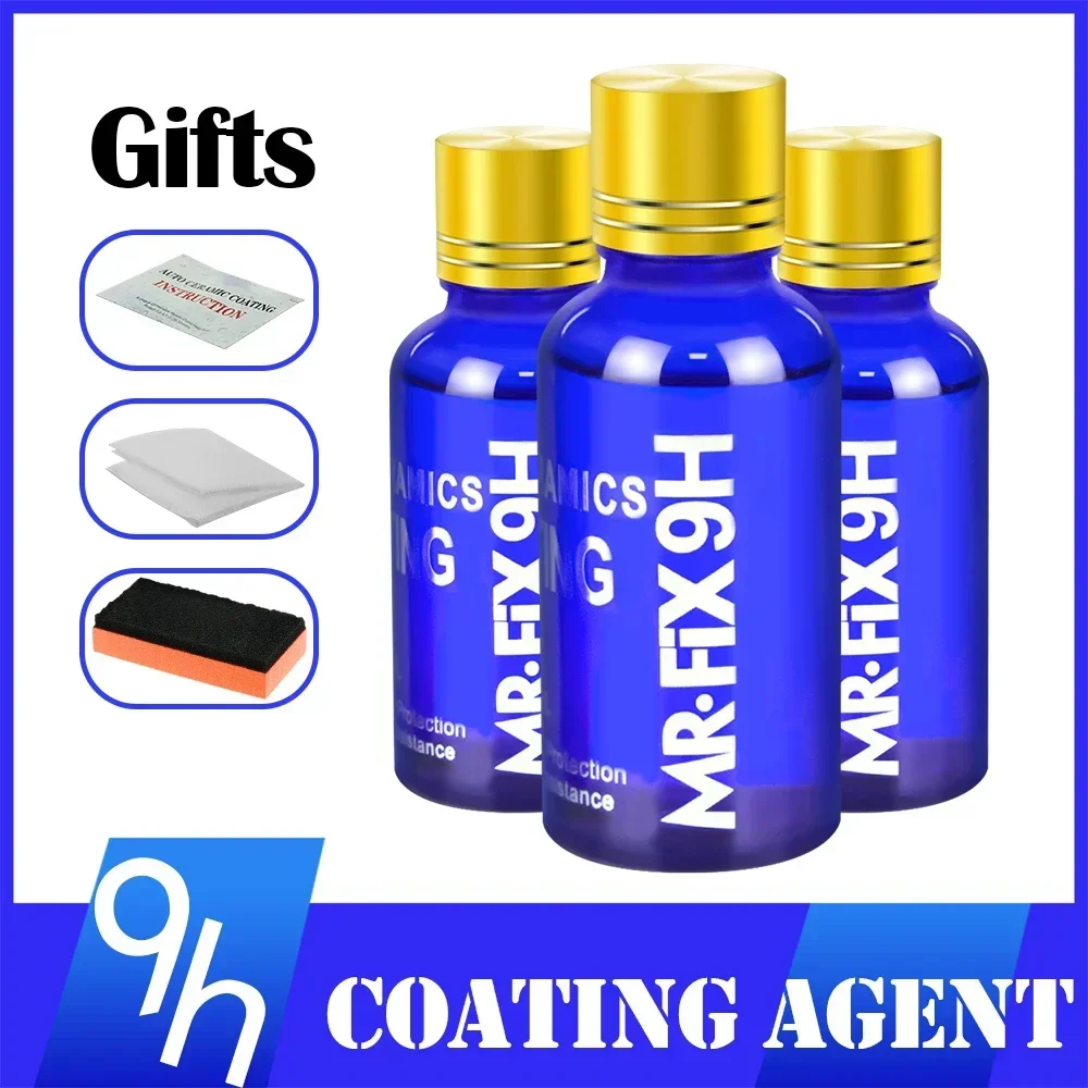 Nano Liquid Coating - 3 ชิ้น 9H น้ำยาเคลือบเซรามิกสำหรับรถยนต์ ชุดเคลือบแก้วซุปเปอร์ไฮโดรโฟบิก โพลีไซล็อกเซนและวัสดุนาโน